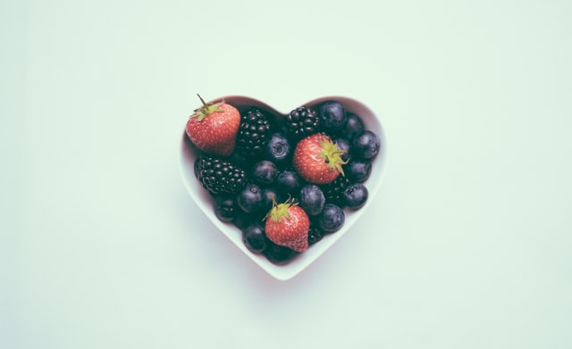 Healthy heart with berries